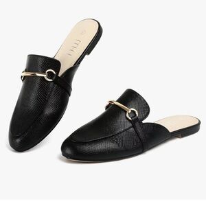 Mules for Woman Buckle Comfortable Slip on Women Flats Shoes Backless Loafers